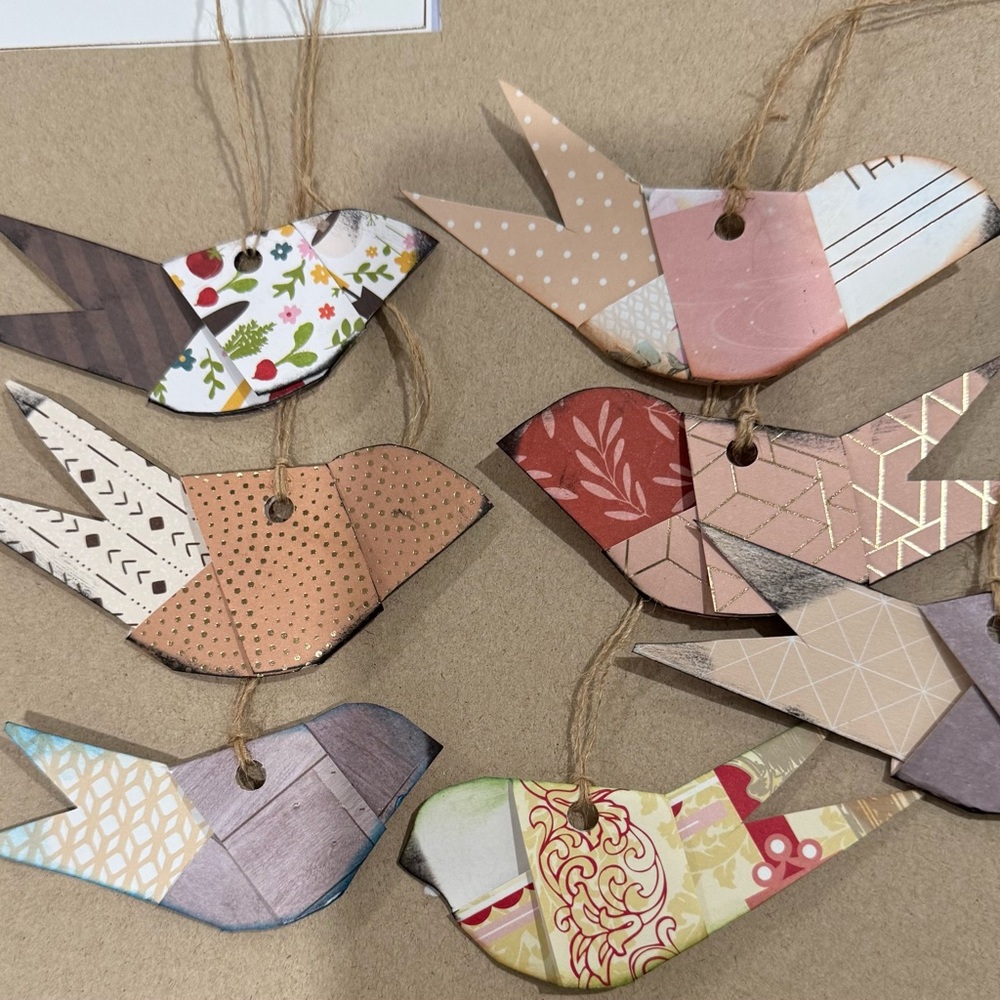 10 origami  birds hang tags/ornaments